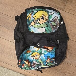 Black Backpack with Cartoon Character Design